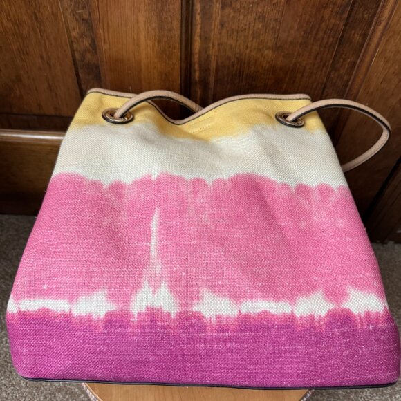 Calvin Klein Reversible Tote Bag - (1) Yellow, Ivory, Pink & Fuchsia & (2) Tan - Picture 7 of 14